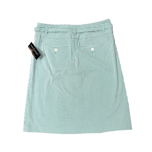 TOMMY HILFIGER Seerssucker Pinstripe GREEN WHITE Preppy Skirt‎ sz - Picture 2 of 4